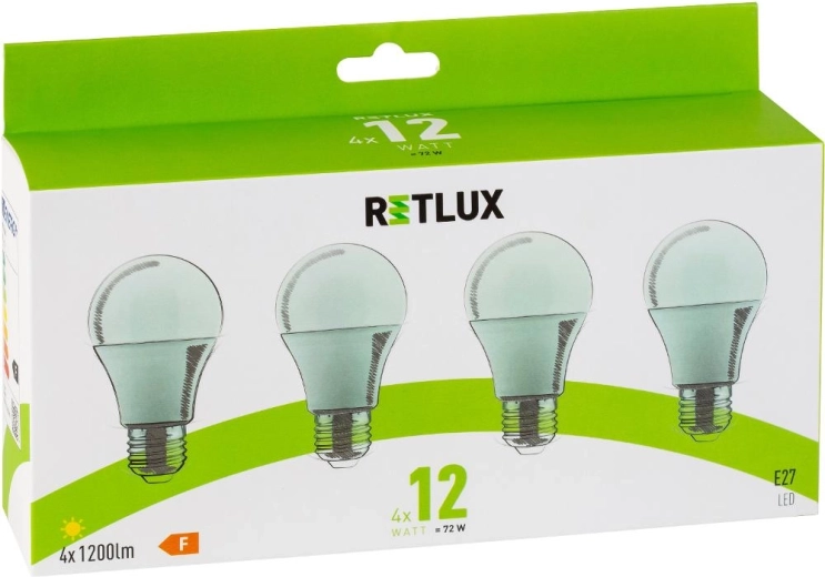 LED žiarovka RETLUX A60 E27 12 W teplá biela - 4 ks