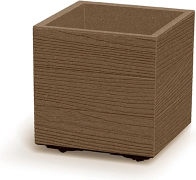 Kvetináč Madera Square Eco Wood 29 cm – štvorcový plastový kvetináč s dekorom dreva