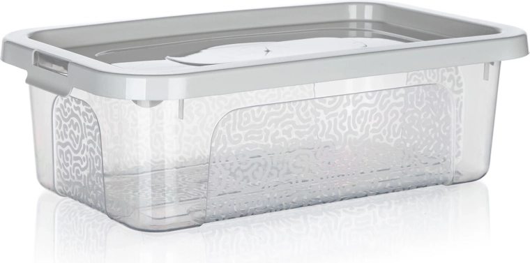 Úložný box Multibox 4,5 l s vekom a klipmi, 32 × 19 × 10 cm