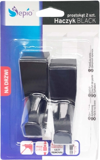 Nerezový háčik na zásuvku, čierny, 2 ks