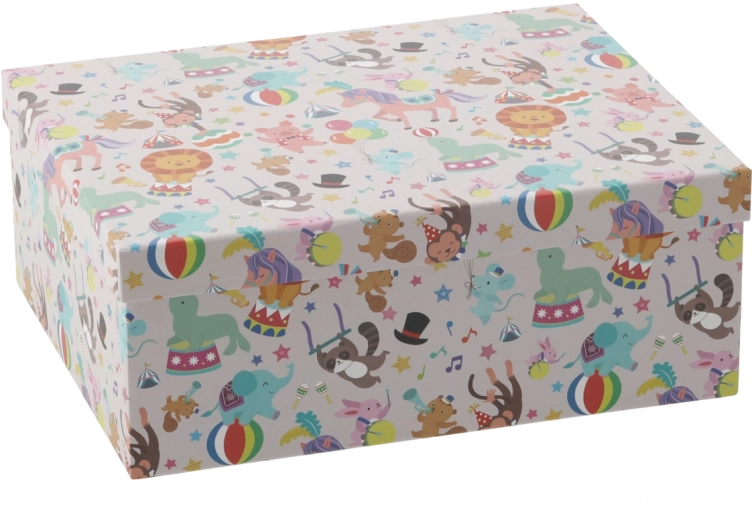 Darčeková krabica s motívom farebných zvierat 33,4 × 26,6 × 12,9 cm – 1 kus