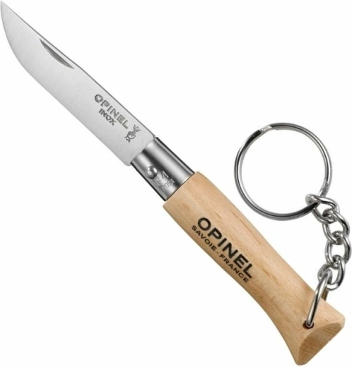 Opinel N°04 Inox vreckový nôž na kľúče, bukové drevo 5 cm