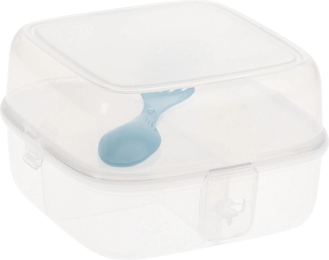 Delený desiatový box s príborom, transparentný 15,5 × 15 × 9,5 cm