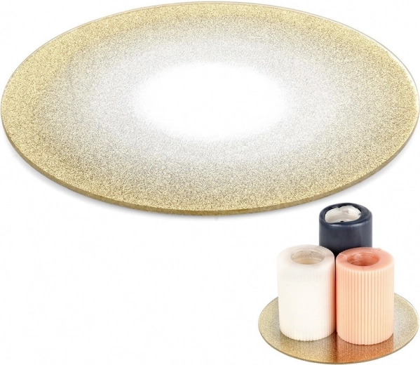 Sklenená zrkadlová brokátová dekoratívna podložka pod sviečky 20 cm