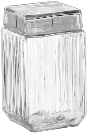 Štvorcová sklenená dóza 1,7 l so skleneným viečkom