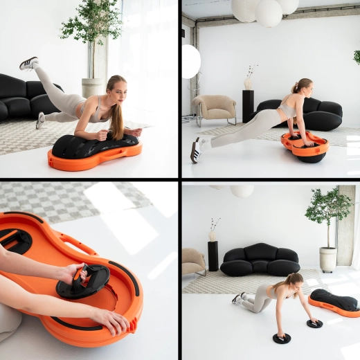 Integrované podpery na kliky a pumpička v balení