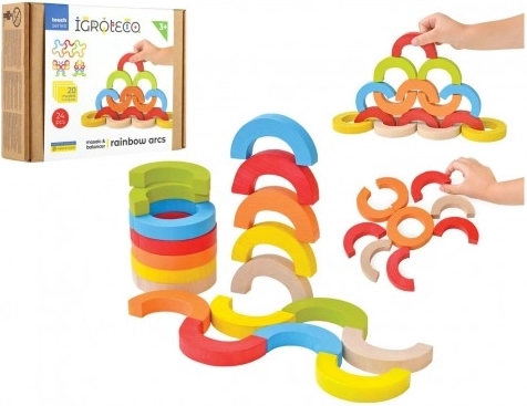 Drevená balančná mozaika dúhové oblúky 24 dielikov