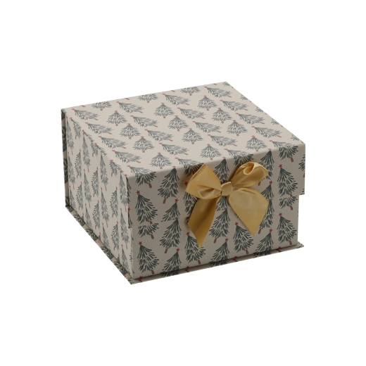 Vianočná darčeková krabička so zlatou mašľou 17 × 17 × 9 cm - 1 kus