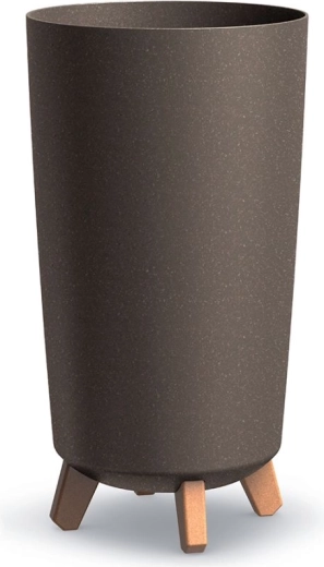 Kvetináč Tubus Slim Eco Wood, kávová farba, 19,5 × 36,5 cm