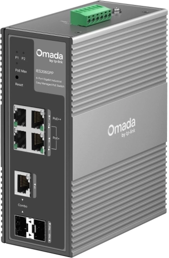 Priemyselný switch IES206GPP Omada, 6× gigabit, 3× PoE+, 1× PoE, správa v cloude