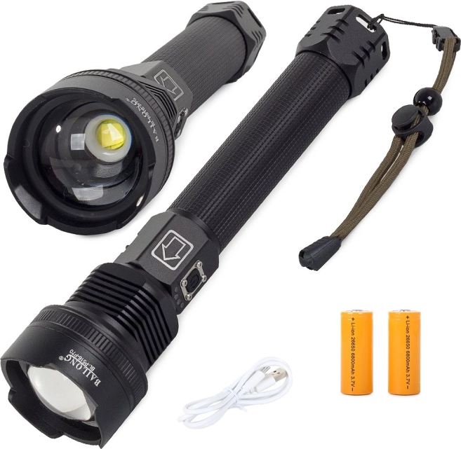 BAILONG taktické LED svietidlo CREE XHP70 so zoomom IPX5