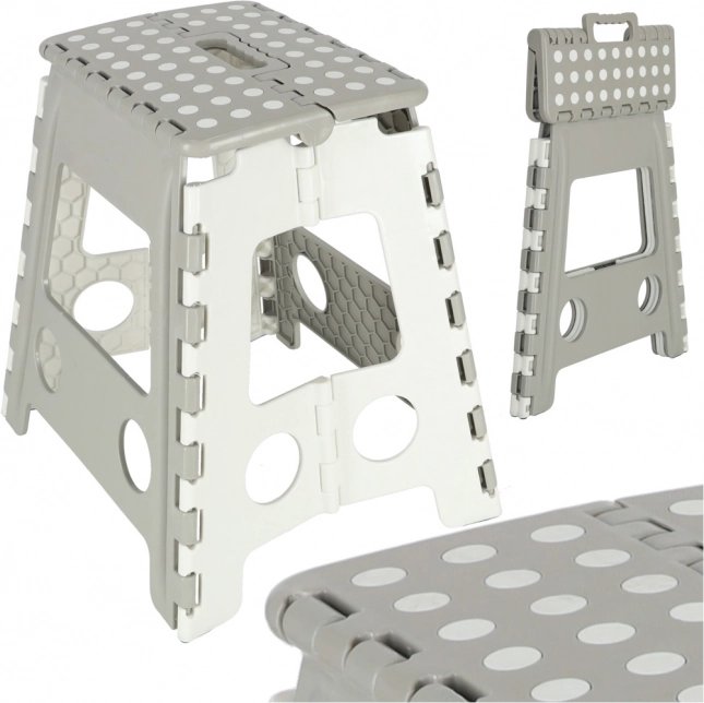 Skladacia protišmyková stolička 39 cm – svetlosivá