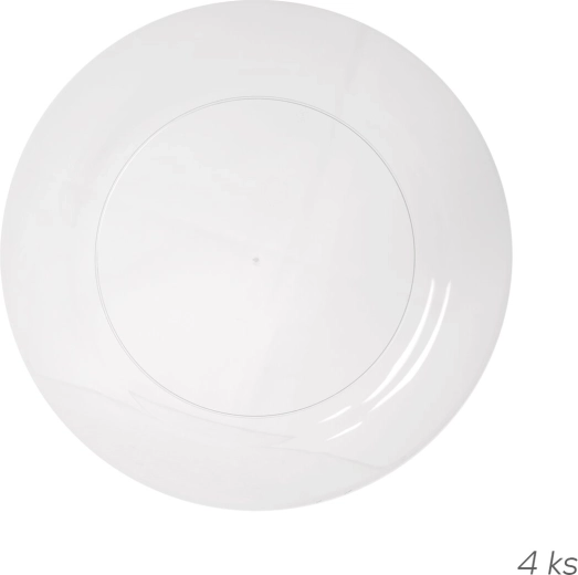 Plytký tanier z polypropylénu 23 cm transparentný – 4 ks