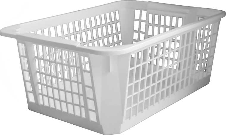 Stohovateľný plastový košík 36 x 26 x 14 cm – Biela