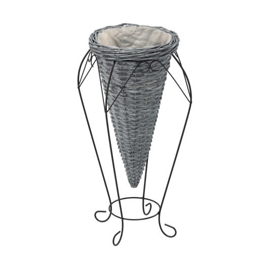 Sivý prútený obal na kvetináč na nožičkách 58 cm