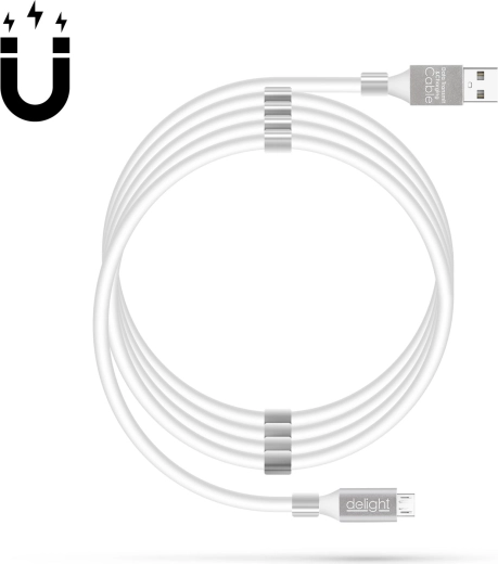 Magnetický dátový kábel MicroUSB 2 A biely