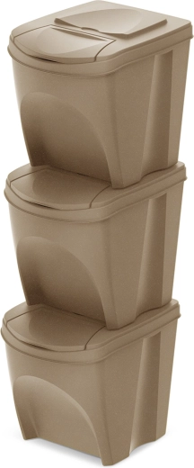 Sada triediacich košov Sortibox Eco Wood 3×25 l, Naturo