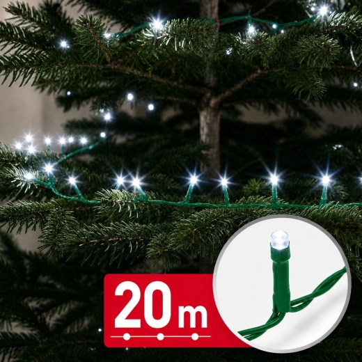 LED svetelná reťaz 20 m so 400 LED v studenej bielej farbe