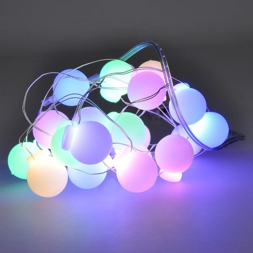 Solight LED vianočná reťaz s farebnými guličkami 20 LED 2 m na batérie