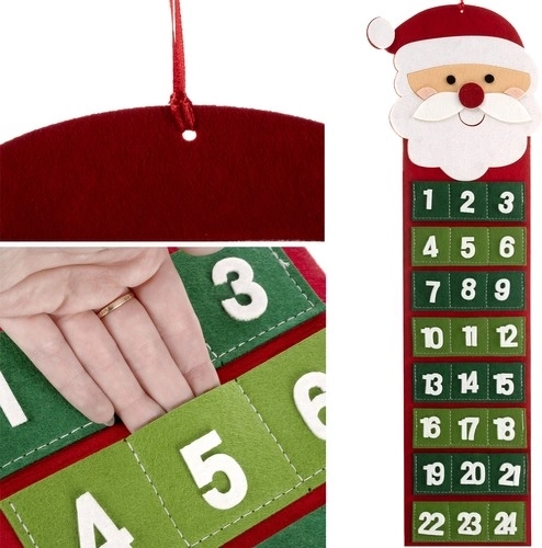 Textilný adventný kalendár so Santom
