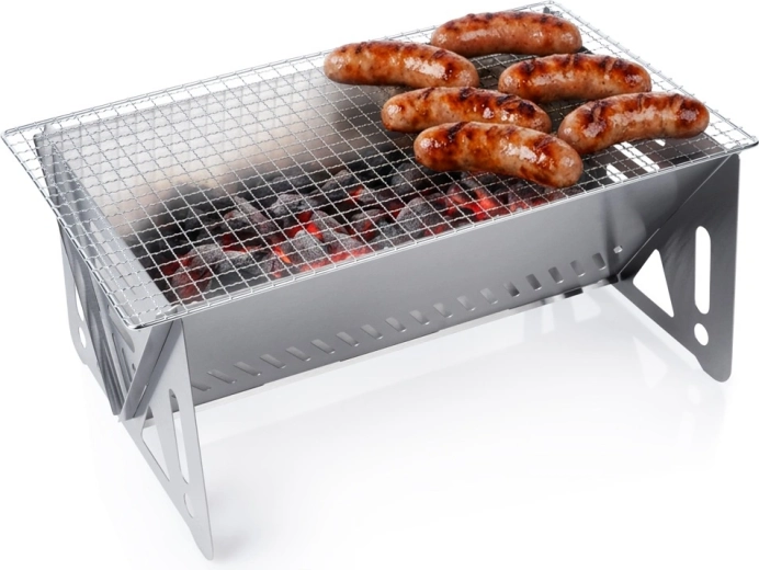Skladací nerezový gril na drevené uhlie Vilde 40 × 24 cm