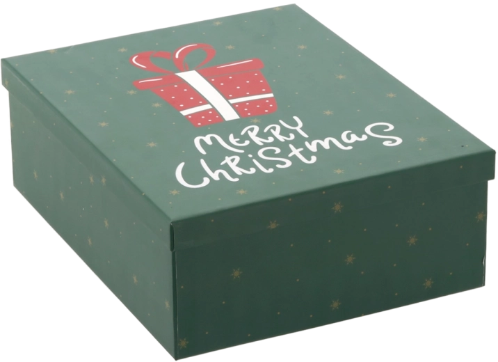Vianočná darčeková krabička zelená s nápisom „MERRY CHRISTMAS“ - 1 kus