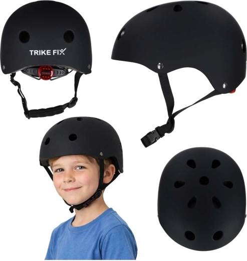 Detská cyklistická prilba TRIKE FIX s LED, veľkosť S 48–54 cm, čierna