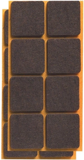 Filcové samolepiace podložky pod nábytok 25 × 25 mm, hnedé (16 ks)