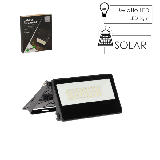 Solárny LED reflektor 20 W čierny