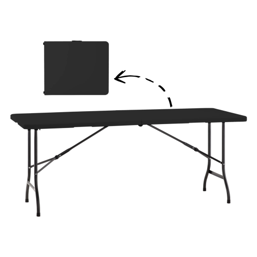 Skladací turistický a cateringový stôl 180 × 70 × 74 cm čierny