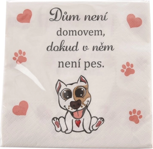 Papierové jednorazové servítky Dog home 33 × 33 cm, 20 ks