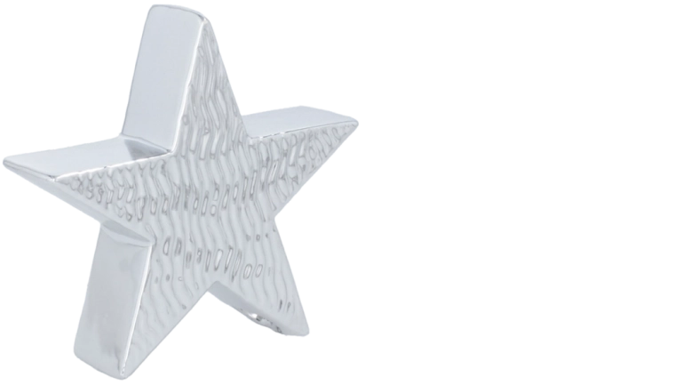 Vianočná dekoratívna figúrka strieborná hviezda 13,5 × 4 × 12,8 cm