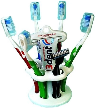 Plastový stojan na zubné kefky pre 6 kefiek, priemer 10,5 cm