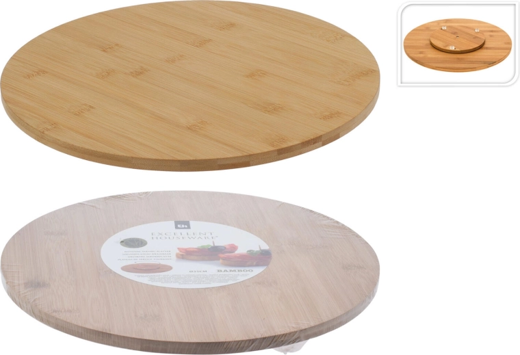 Otočný bambusový servírovací podnos 35 cm