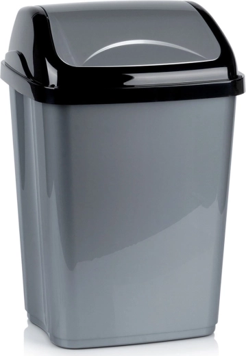 Plastový odpadkový kôš so sklopným vekom 26 l, sivý