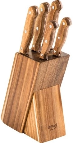 Súprava 5 kuchynských nožov v drevenom bloku Wood