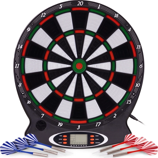 Elektronický terč na šípky s LCD, 38 cm, 18 hier, set so 6 šípkami