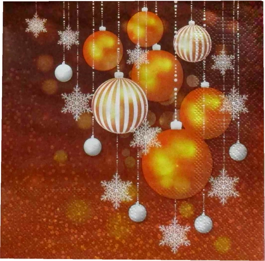 Vianočné obrúsky so zlatými guľami 33 × 33 cm, 3-vrstvové – 1 kus