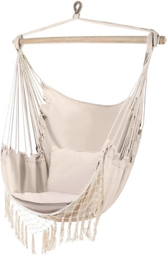 Závesné brazílske kreslo s vankúšmi Gardlov – Béžová