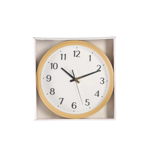 Nástenné okrúhle hodiny 28 cm biele s hnedým rámom