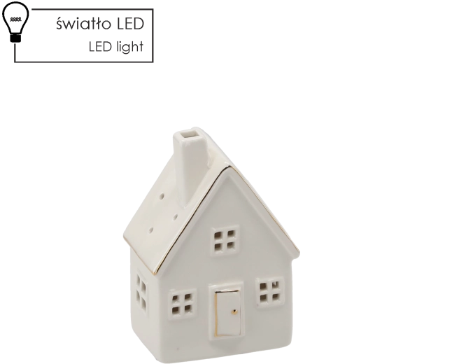 Vianočný keramický domček s LED osvetlením 14,2 cm