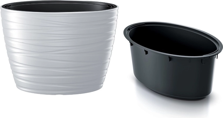 oválny kvetináč s vložkou Maze 58,5 cm biely