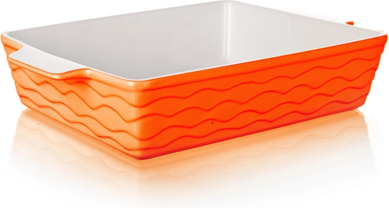 Keramická zapekacia forma Culinaria, obdĺžniková 33 × 21 cm, oranžovo-biela