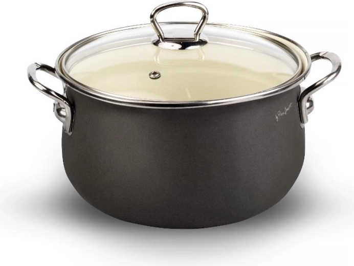 Lamart smaltovaný kastról s pokrievkou 20 cm, 3,8 l, sivý