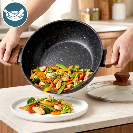 Komfortné soft touch úchyty v dekore dreva