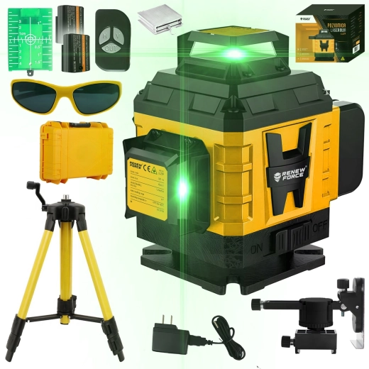 Krížový laser 4D so 16 líniami 360° a statívom Renew Force