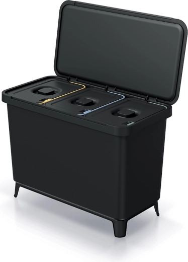 triediaci odpadkový kôš SYSTEMA 3×10 l z recyklovaného plastu, nástenný