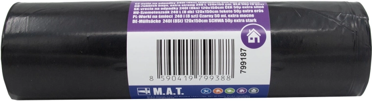 Vrecia na odpad 240 l, extra silné, čierne (8 ks)