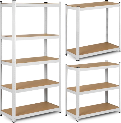 Kovový regál Humberg 180 × 90 × 30 cm, biely, 5 políc