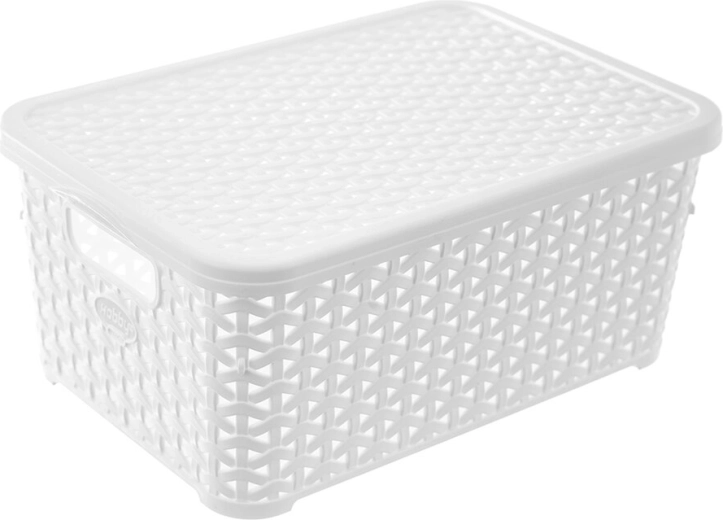 Hobby úložný box ratan s vekom 6 l biely